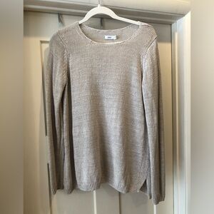 Theory cute beige oatmeal long sleeve knit sweater size L